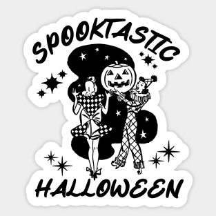 Retro 80s Spooky Halloween Girls Having Fun Party Sticker